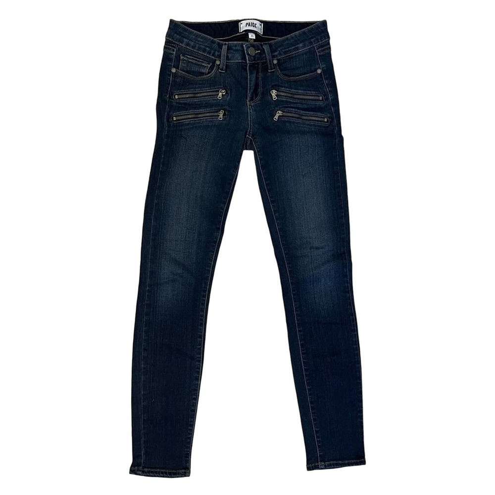 PAIGE Edgemont Zipper Moto Skinny Jeans Sz 25
